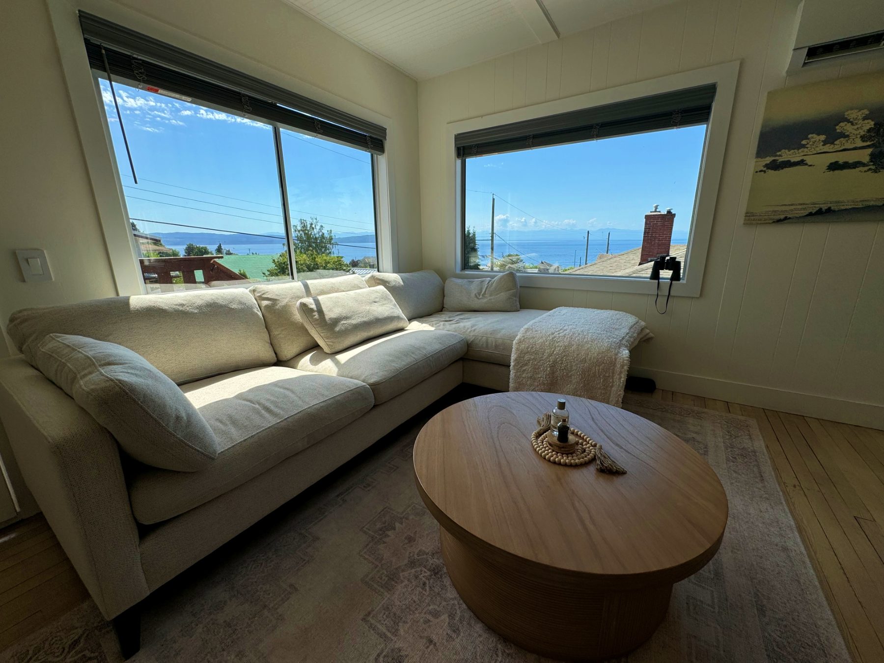 Sectional under the ocean-facing windows
